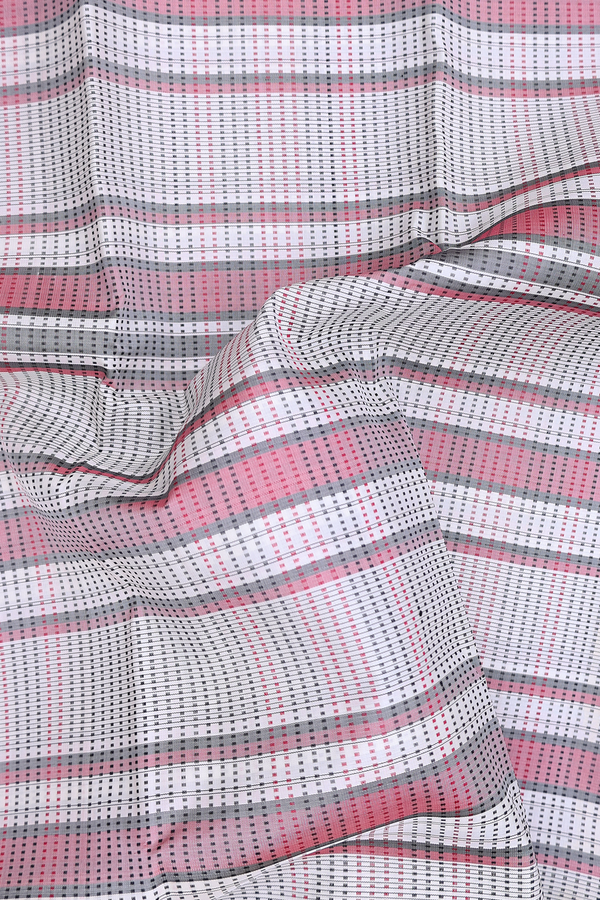 Kanchipuram Silk Saree In White With Stripes Design