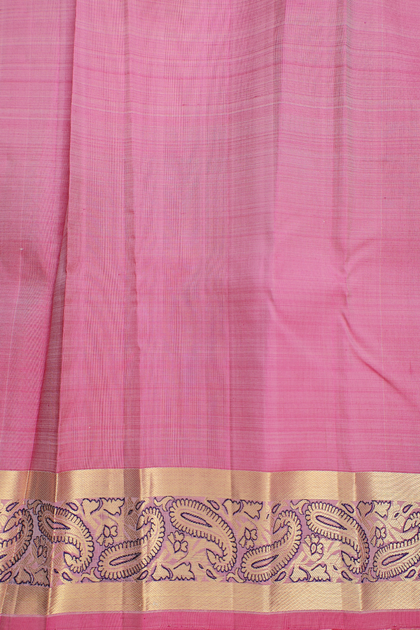 Kanchipuram Silk Saree In White With Stripes Design