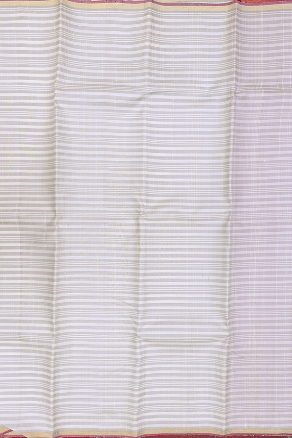 Kanchipuram Silk Saree In White With Stripes Design