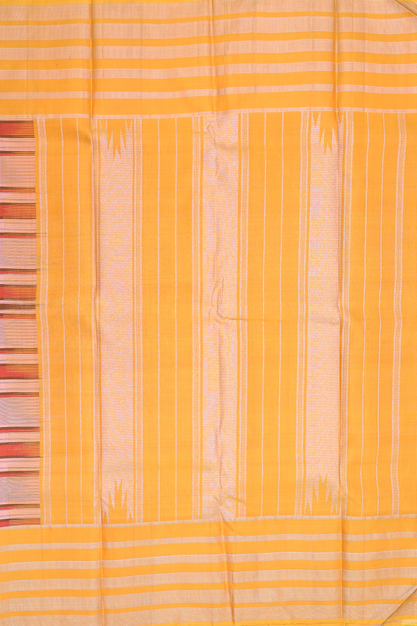 Kanchipuram Silk Saree In White With Stripes Design