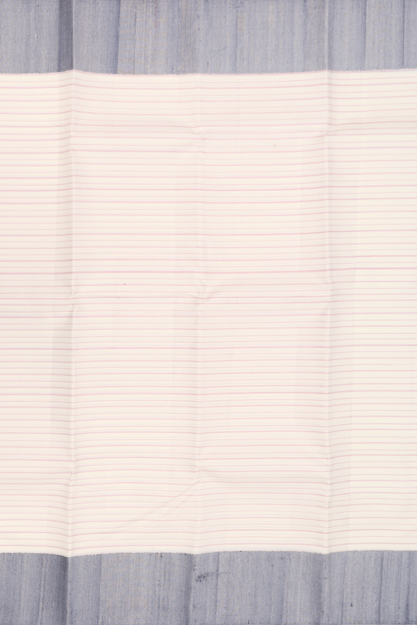 Kanchipuram Silk Saree In White With Stripes Design
