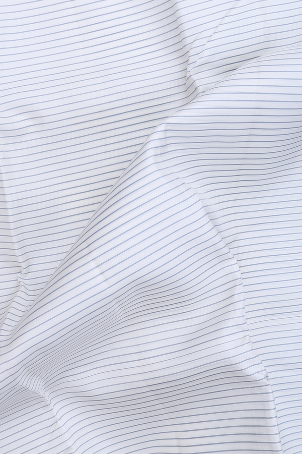 Kanchipuram Silk Saree In White With Stripes Design