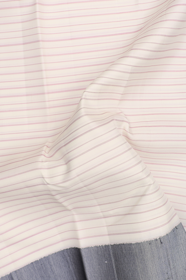 Kanchipuram Silk Saree In White With Stripes Design