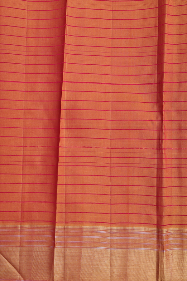 Kanchipuram Silk Saree In White With Stripes Design