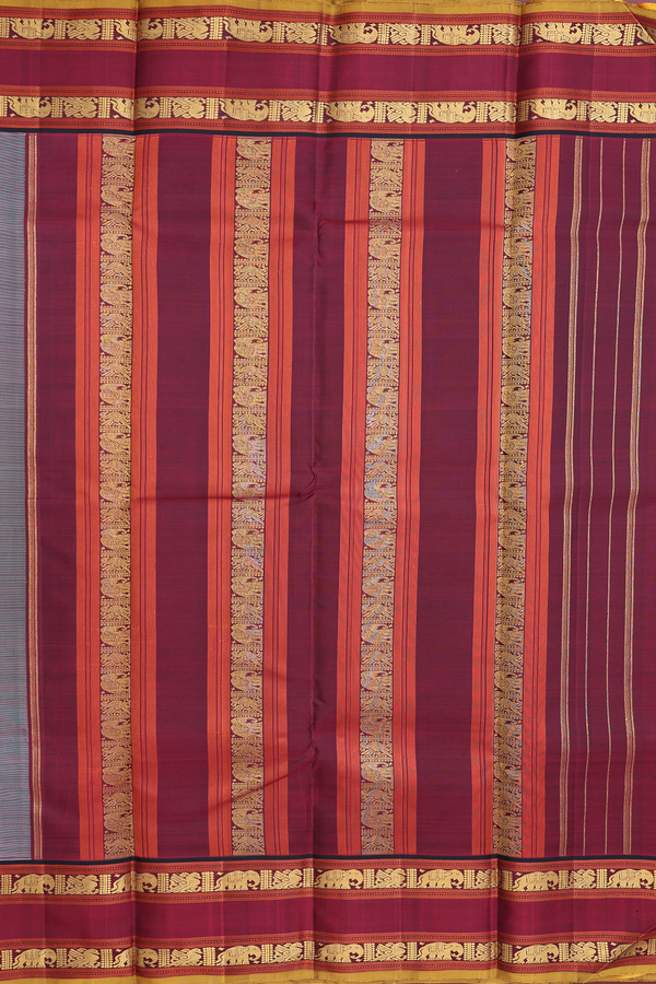 Kanchipuram Silk Saree In White With Traditional Border