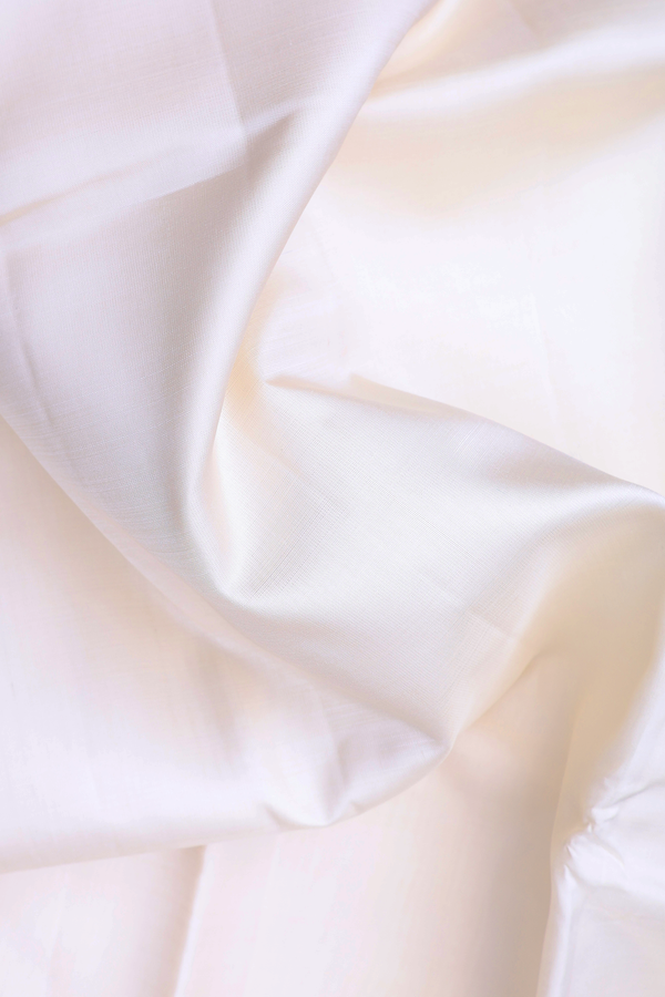 Kanchipuram Silk Saree In White With Traditional Border
