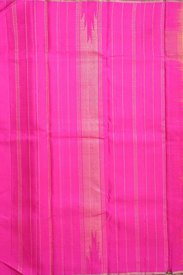 Kanchipuram Silk Saree In Yellow And Pink With Checks Design
