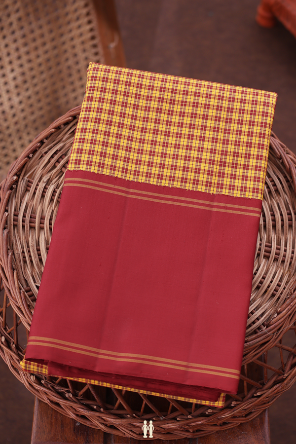 Kanchipuram Silk Saree In Yellow And Red With Checks Design