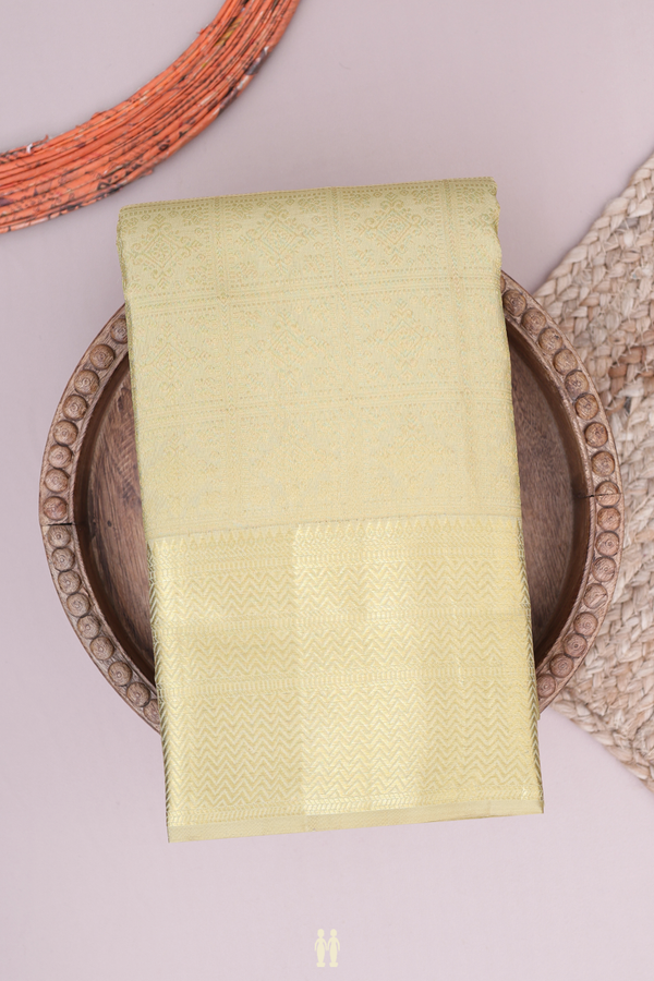 Kanchipuram Silk Saree In Yellow With Brocade Design