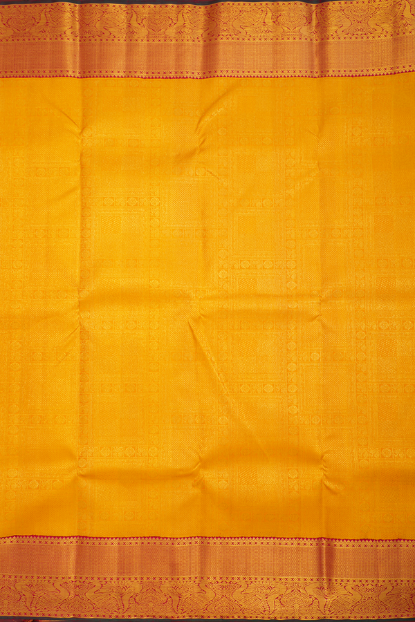 Kanchipuram Silk Saree In Yellow With Brocade Design