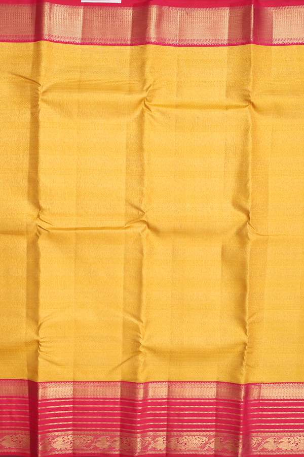 Kanchipuram Silk Saree In Yellow With Brocade Design