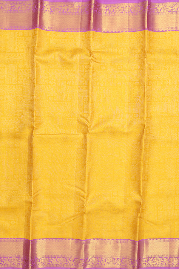 Kanchipuram Silk Saree In Yellow With Brocade Design