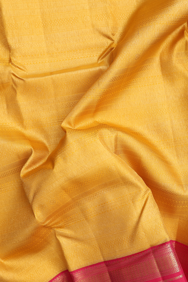 Kanchipuram Silk Saree In Yellow With Brocade Design