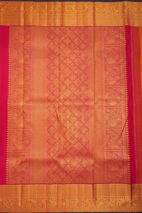 Kanchipuram Silk Saree In Yellow With Brocade Design