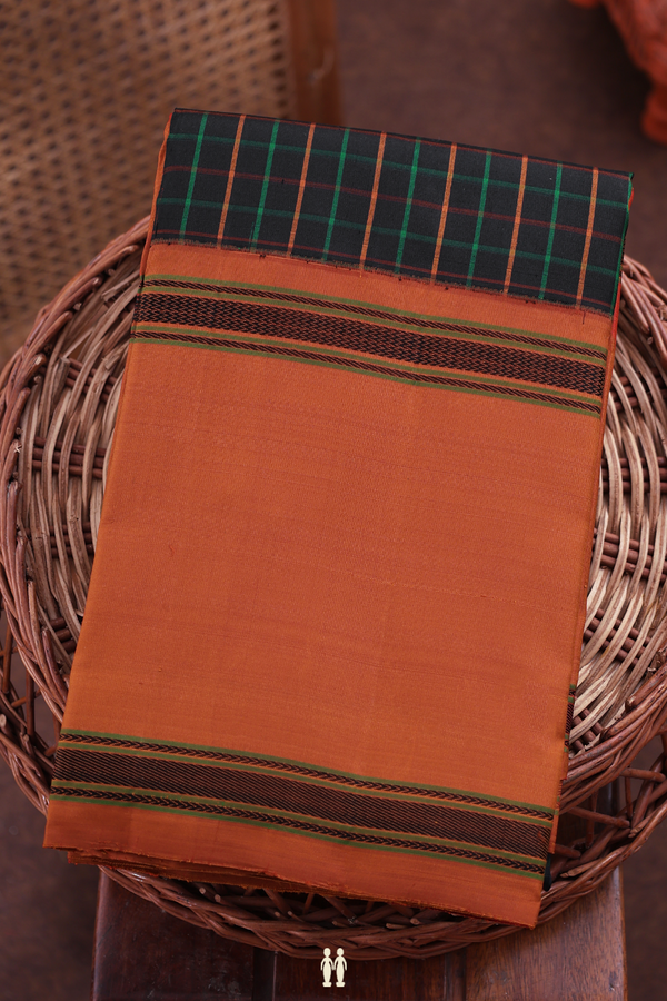 Kanchipuram Silk Saree In Yellow With Checks Design