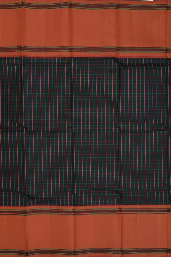 Kanchipuram Silk Saree In Yellow With Checks Design