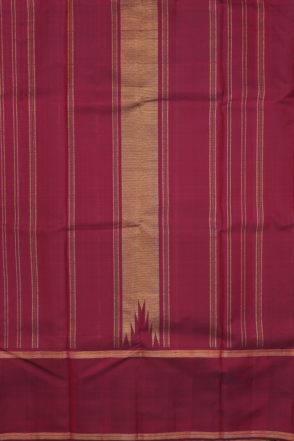 Kanchipuram Silk Saree In Yellow With Checks Design
