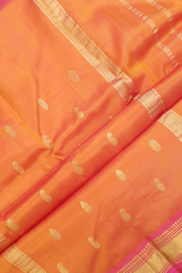 Kanchipuram Silk Saree In Yellow With Checks Design