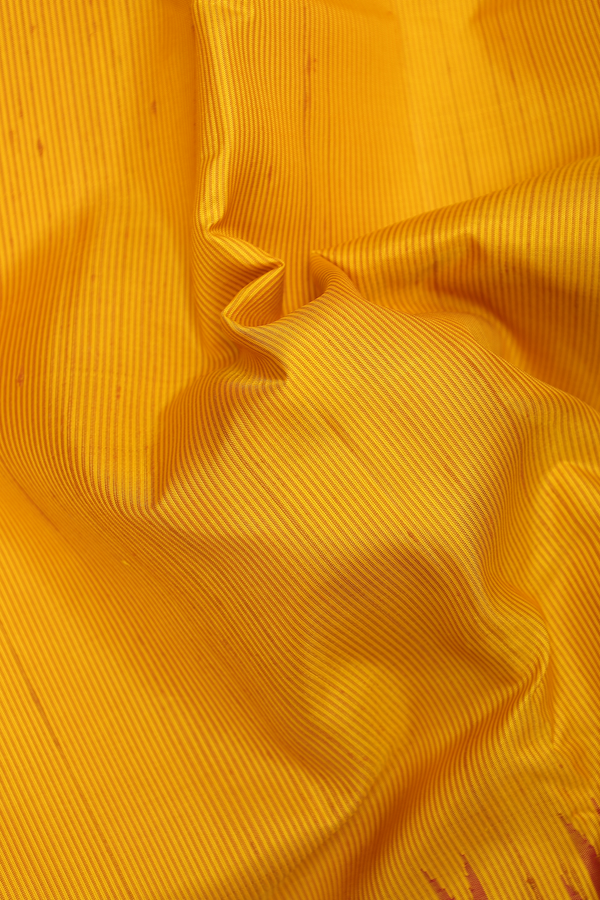 Kanchipuram Silk Saree In Yellow With Checks Design