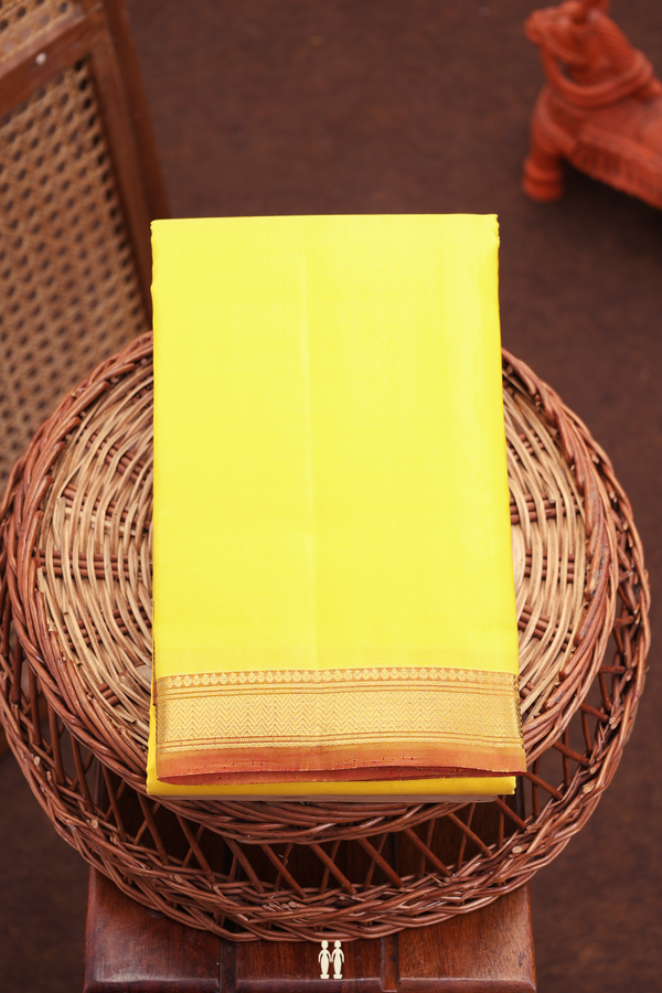 Kanchipuram Silk Saree In Yellow With Contrast Border