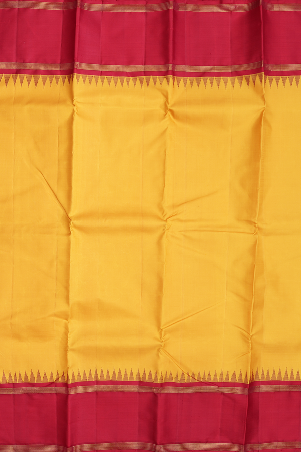 Kanchipuram Silk Saree In Yellow With Contrast Border