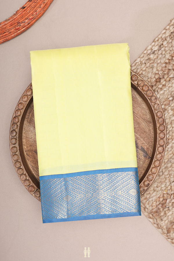 Kanchipuram Silk Saree In Yellow With Contrast Border