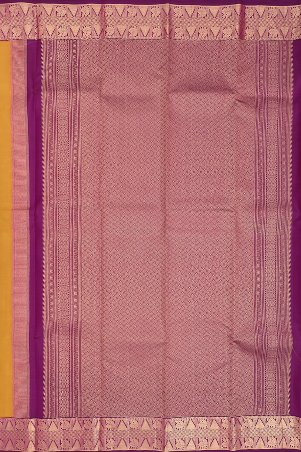 Kanchipuram Silk Saree In Yellow With Elephant Buttas