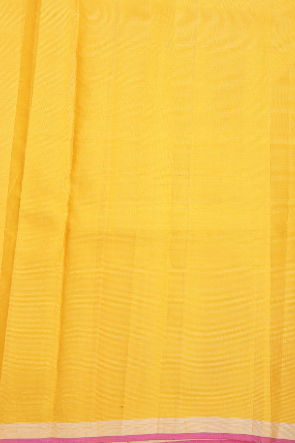 Kanchipuram Silk Saree In Yellow With Floral Printed Design