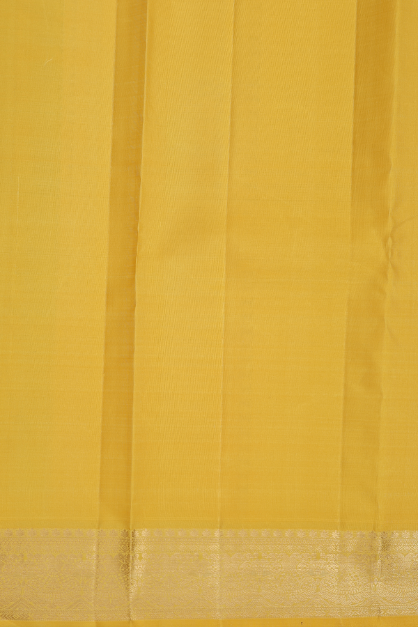 Kanchipuram Silk Saree In Yellow With Iruthalai Pakshi Buttas