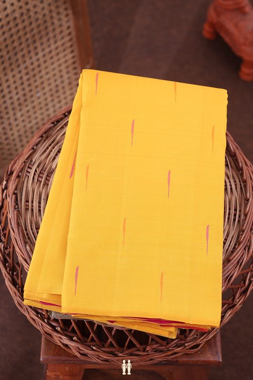Kanchipuram Silk Saree In Yellow With Malli Moggu Buttas