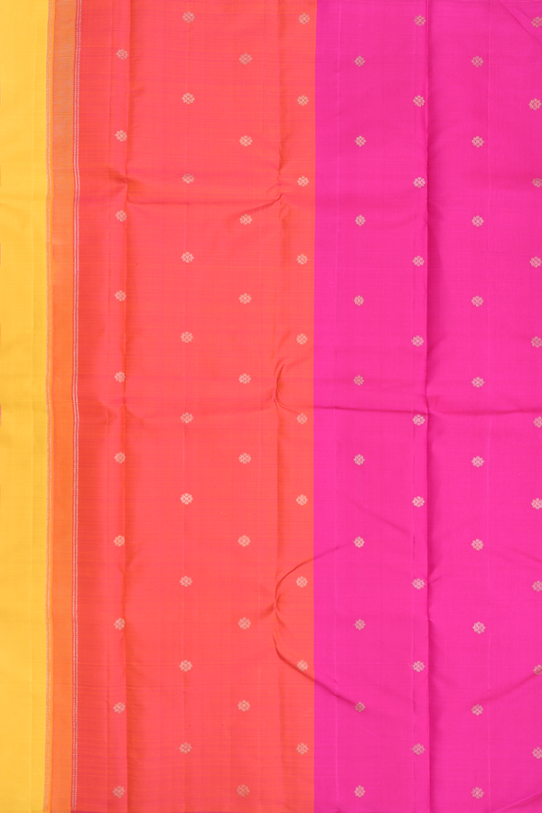 Kanchipuram Silk Saree In Yellow With Malli Moggu Buttas