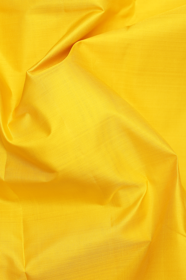 Kanchipuram Silk Saree In Yellow With Rettai Pettu Border