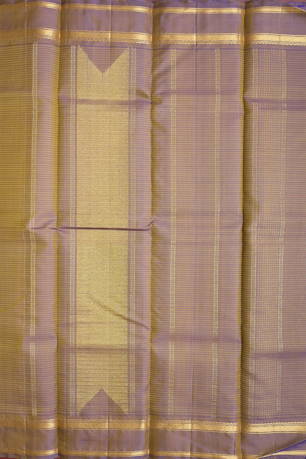 Kanchipuram Silk Saree In Yellow With Self Stripes Design