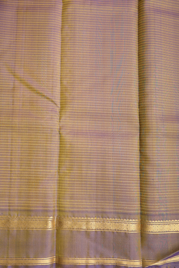 Kanchipuram Silk Saree In Yellow With Self Stripes Design