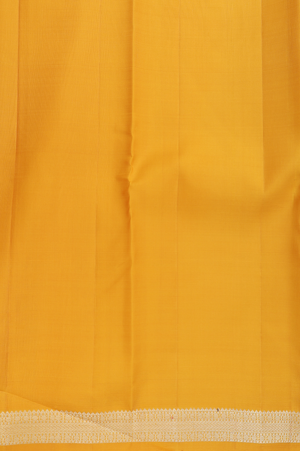 Kanchipuram Silk Saree In Yellow With Stripes Design