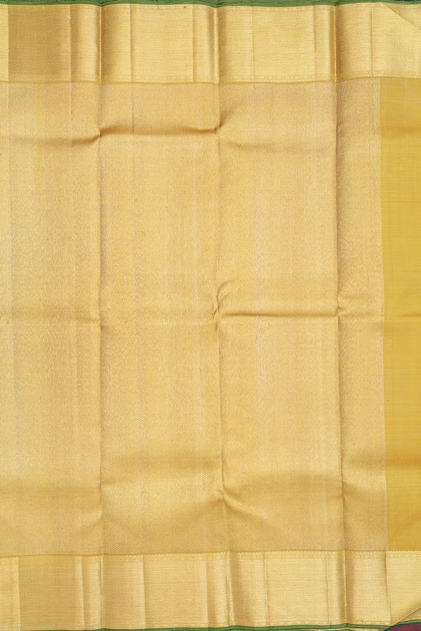Kanchipuram Silk Saree In Yellow With Stripes Design