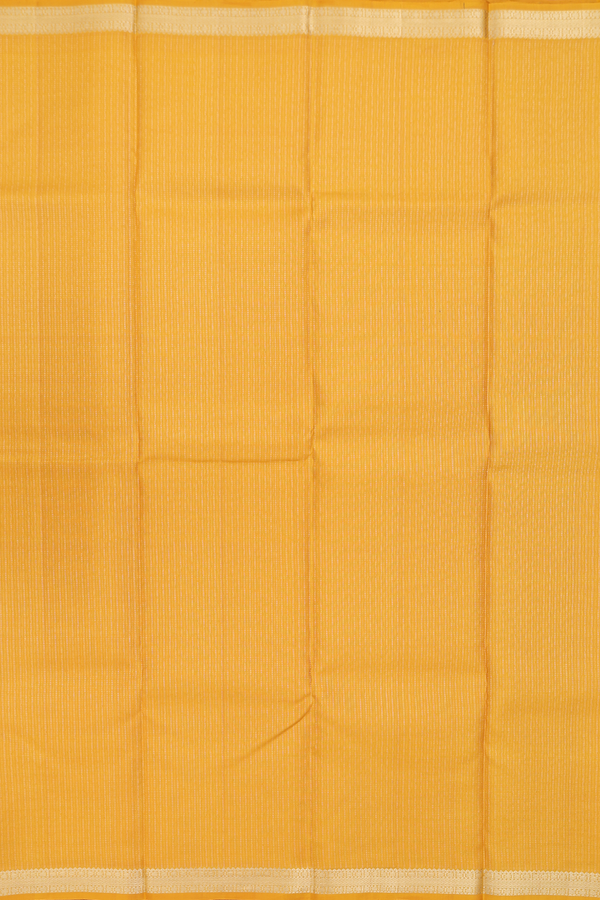 Kanchipuram Silk Saree In Yellow With Stripes Design