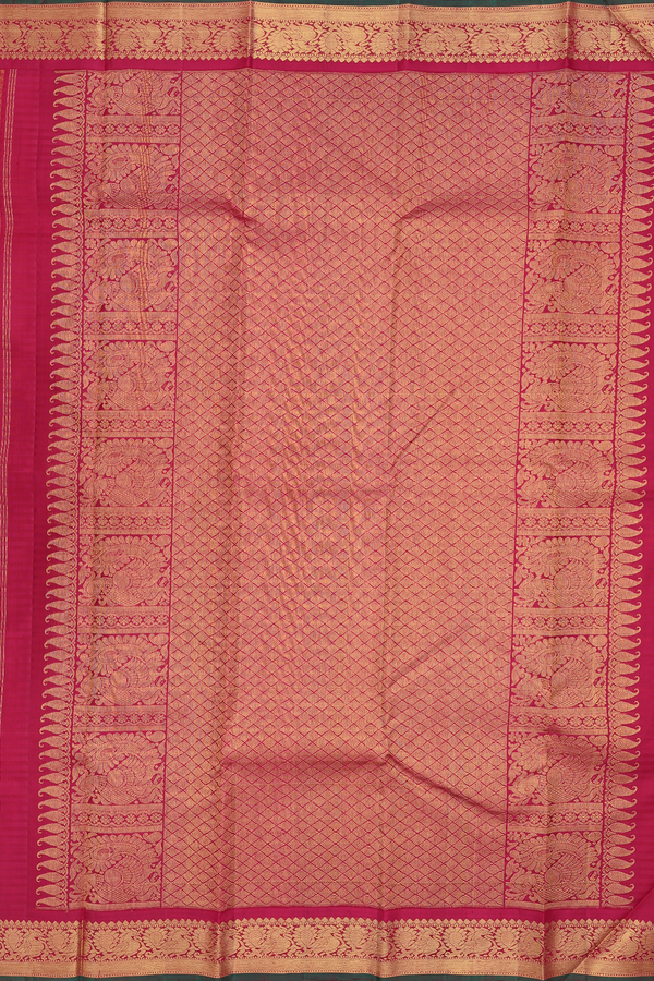 Kanchipuram Silk Saree In Yellow With Stripes Design