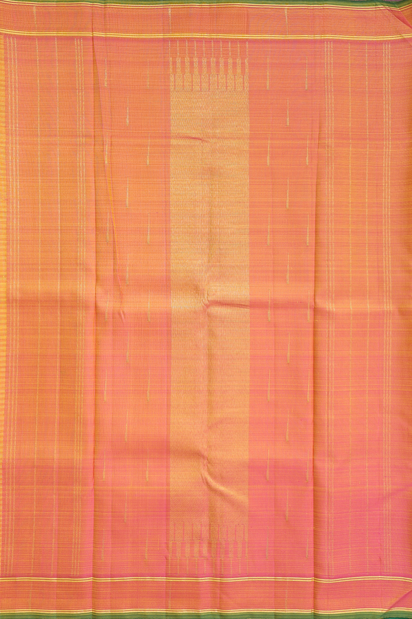 Kanchipuram Silk Saree In Yellow With Stripes Design