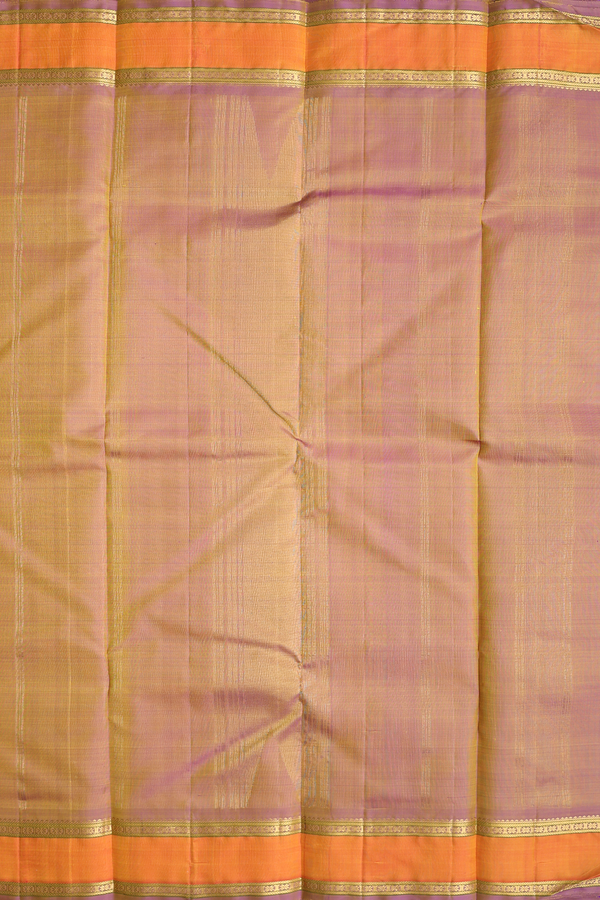 Kanchipuram Silk Saree In Yellow With Stripes Design