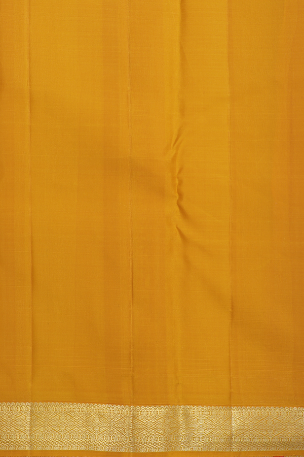 Kanchipuram Silk Saree In Yellow With Stripes Design