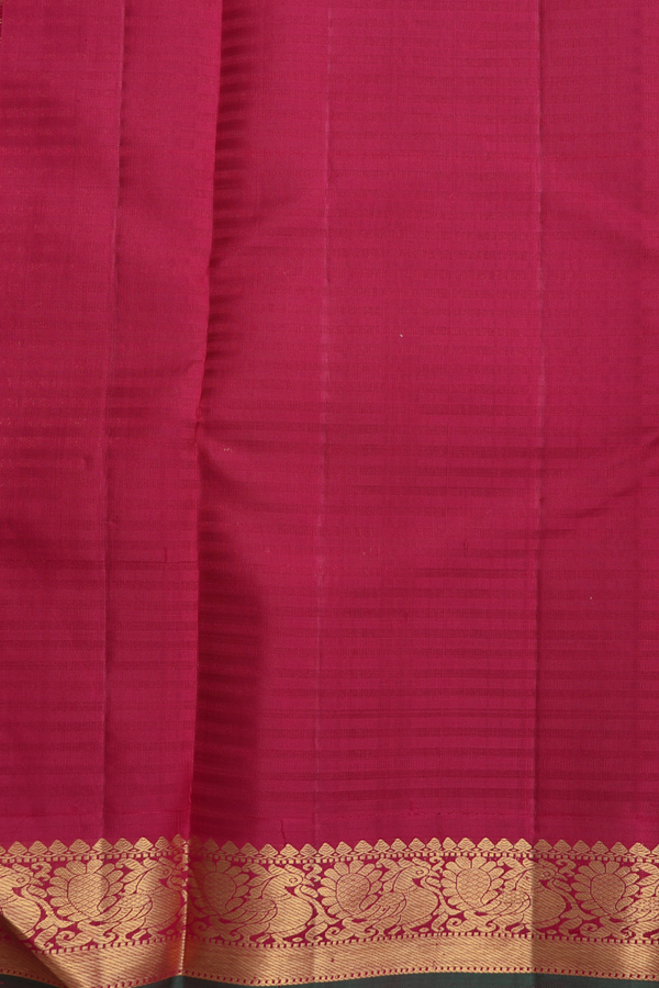 Kanchipuram Silk Saree In Yellow With Stripes Design