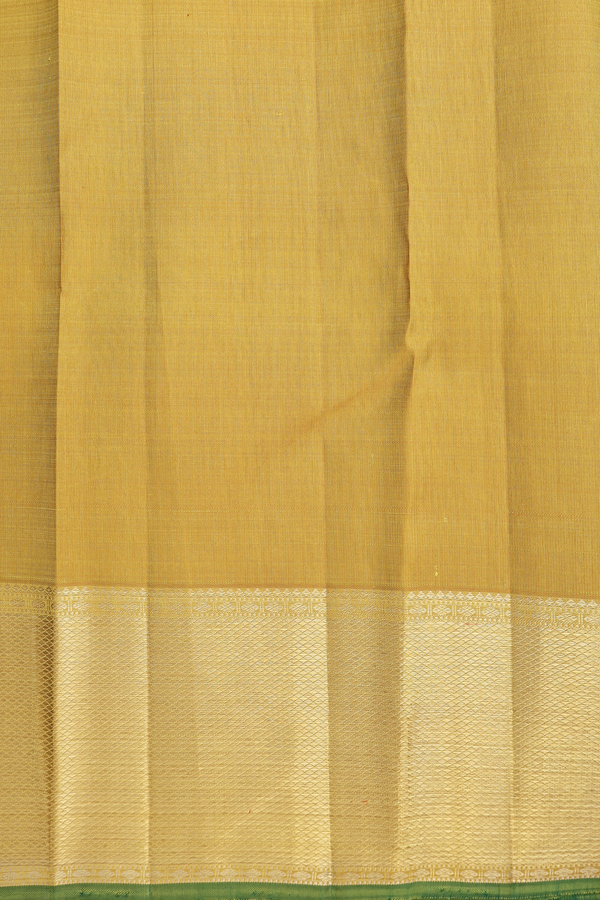 Kanchipuram Silk Saree In Yellow With Stripes Design