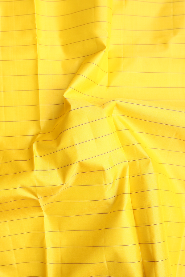 Kanchipuram Silk Saree In Yellow With Stripes Design