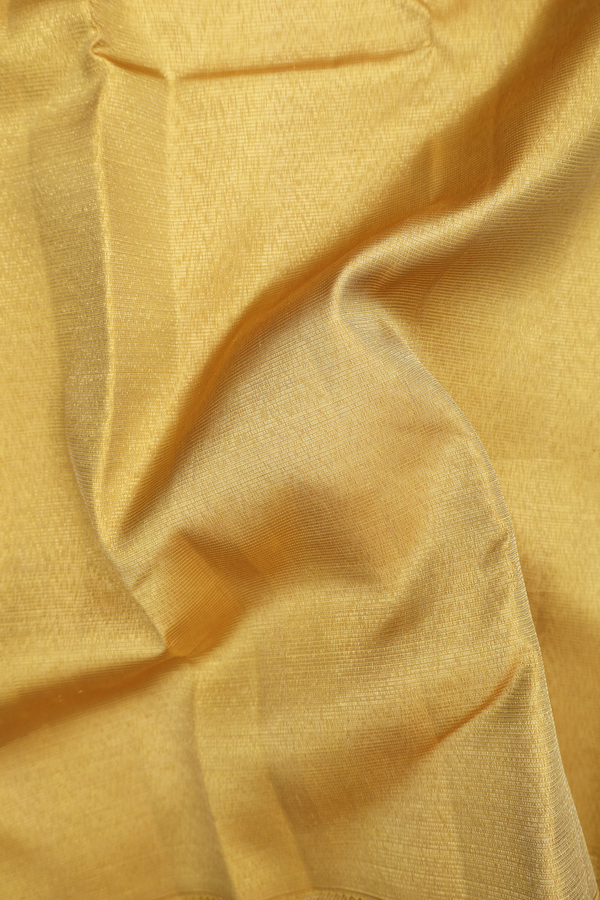 Kanchipuram Silk Saree In Yellow With Stripes Design