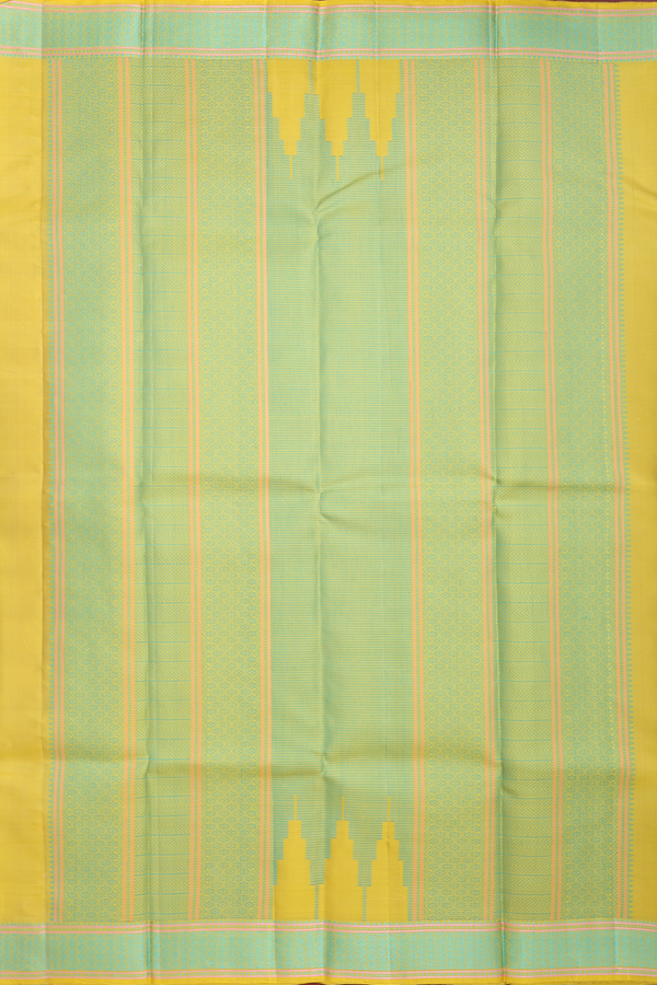 Kanchipuram Silk Saree In Yellow With Threadwork Buttas