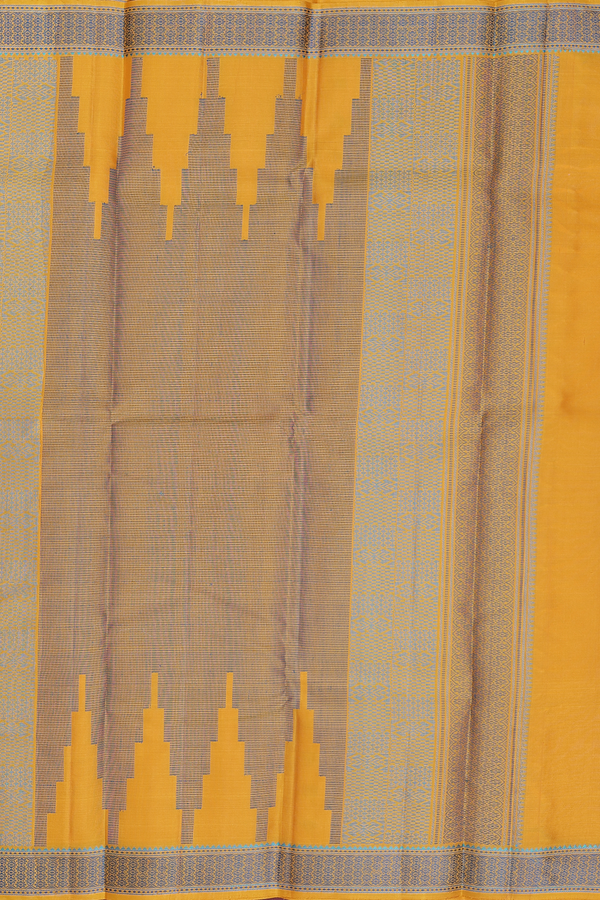 Kanchipuram Silk Saree In Yellow With Threadwork Buttas