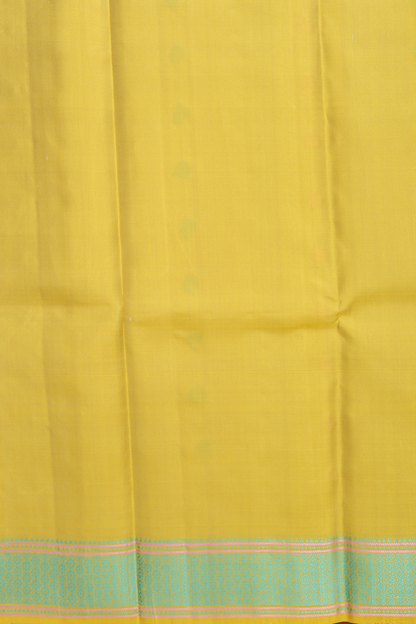 Kanchipuram Silk Saree In Yellow With Threadwork Buttas