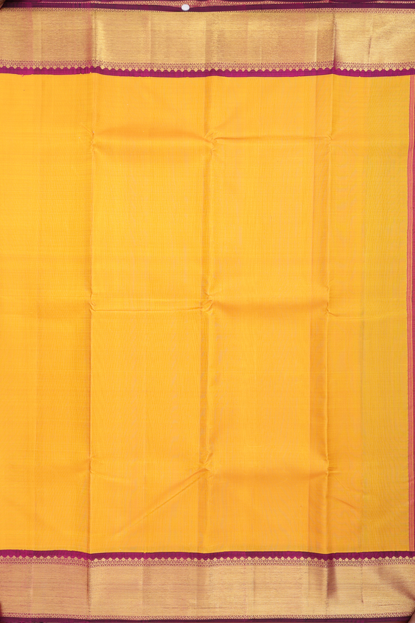 Kanchipuram Silk Saree In Yellow With Twill Weave Border