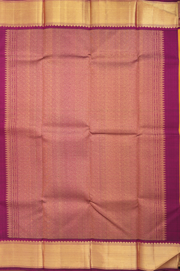 Kanchipuram Silk Saree In Yellow With Twill Weave Border